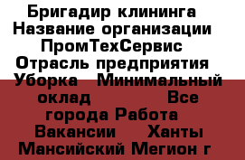 Бригадир клининга › Название организации ­ ПромТехСервис › Отрасль предприятия ­ Уборка › Минимальный оклад ­ 30 000 - Все города Работа » Вакансии   . Ханты-Мансийский,Мегион г.